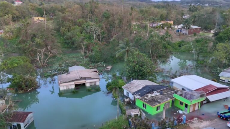 Houses Being Swallowed by Floodwaters in Content, Manchester After Hurricane Melissa