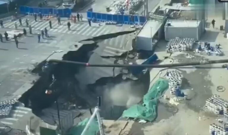 WATCH: Giant Sinkhole Swallows Street at Shanghai, China, Construction Site